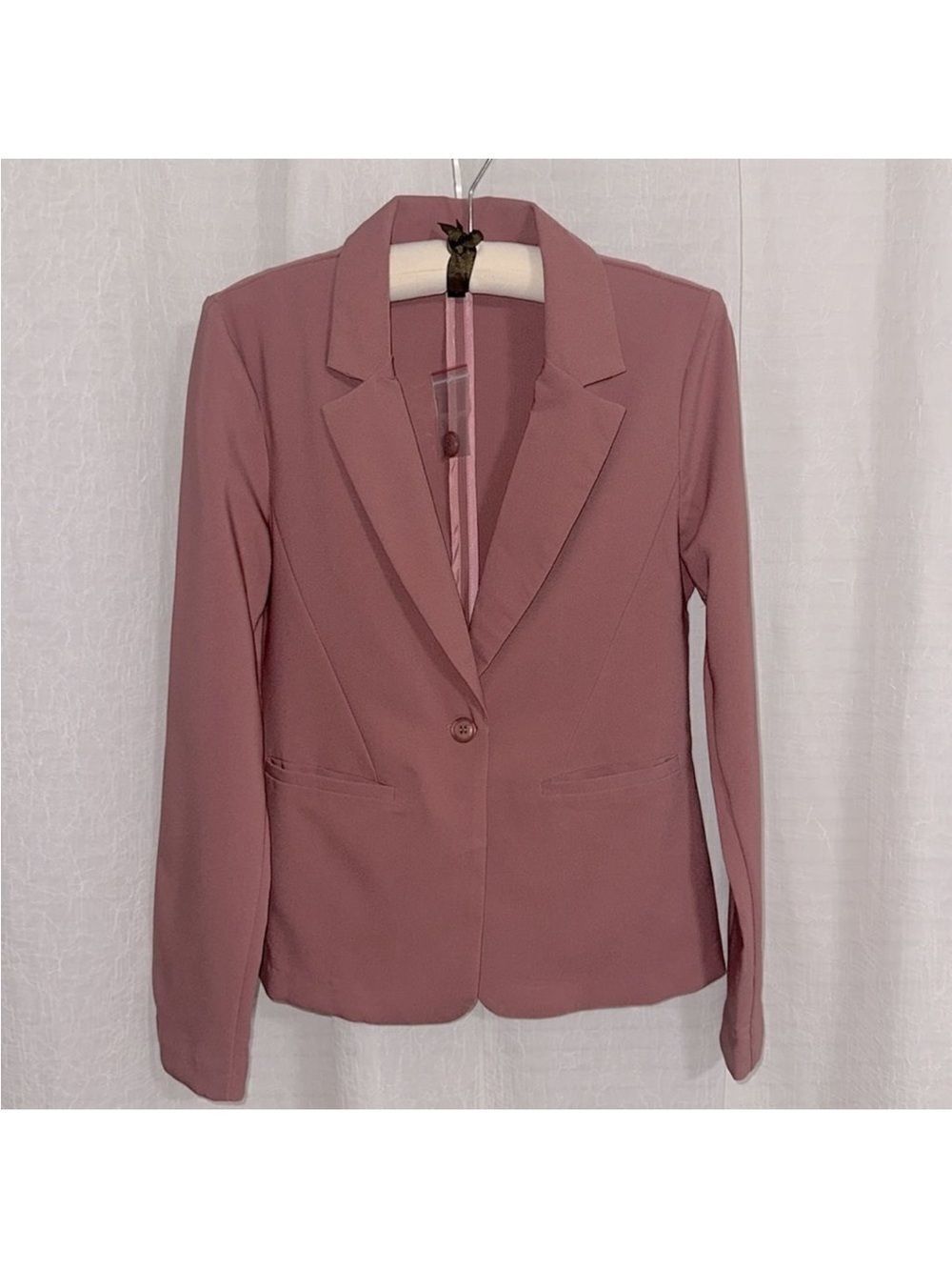 HAVE S Mauve Pink Simple One Button Two Pocket Blazer NWOT